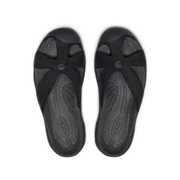 Women's Bali Leather Slide Sandal  |  Black/Black
